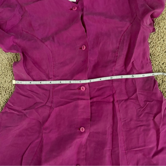 Hot Pink Silk Button Down Dress Vintage Feu Follez - Picture 11 of 12